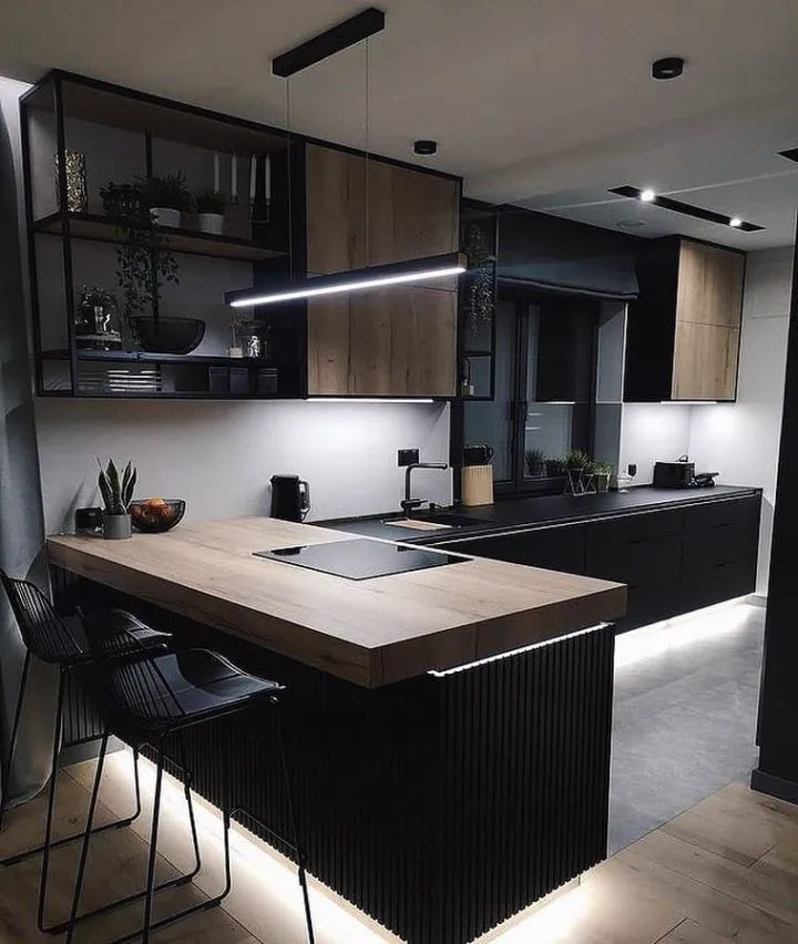 Cocina moderna oscura