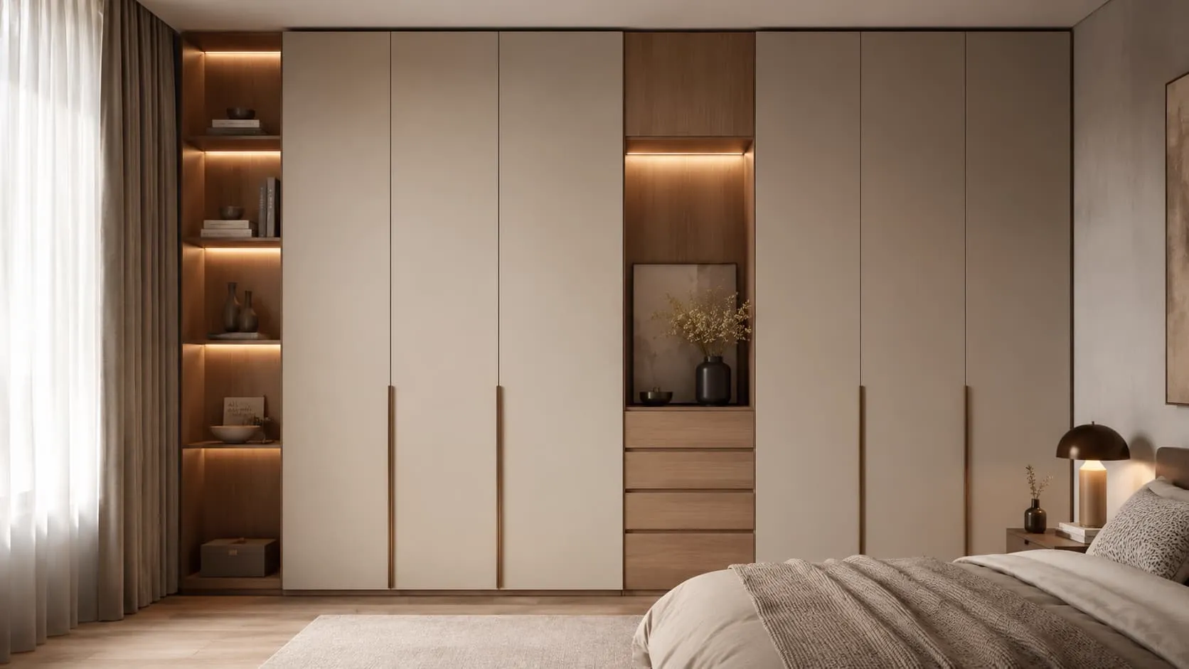 Walk-in closet de lujo con iluminación LED